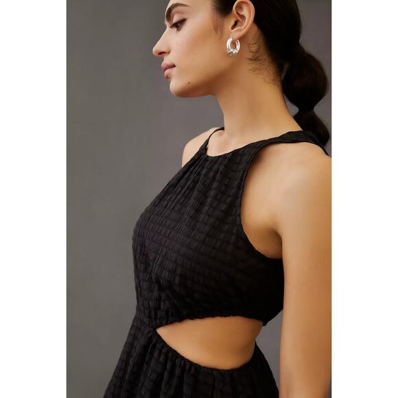 New Anthropologie Maeve Textured A-Line Mini Dress $170 SMALL Black - Picture 2 of 4